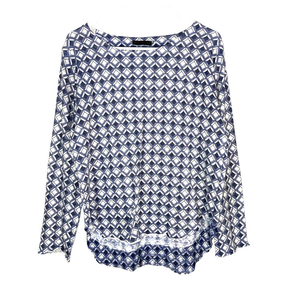 Nally & Millie USA Blue Geometric Print Thin Knit Sweater Size: M - Picture 2 of 5